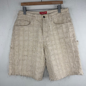 Supreme White Patchwork Jean Shorts
