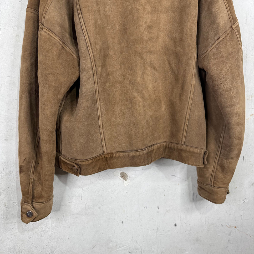 Amiri Suede Shearling Trucker Jacket