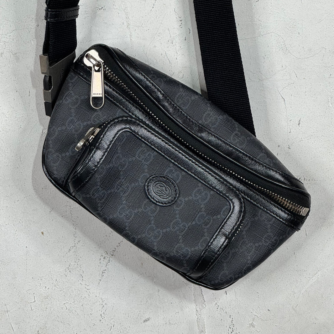 Gucci Coated Black Monogram Waist Bag