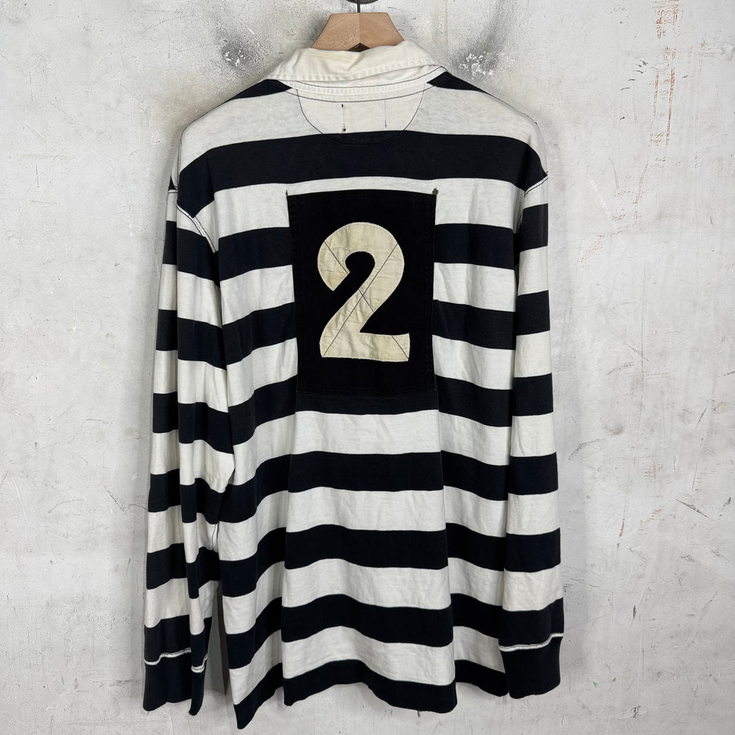 Ralph Lauren Rugby Black Striped Lion Crest L/S Polo