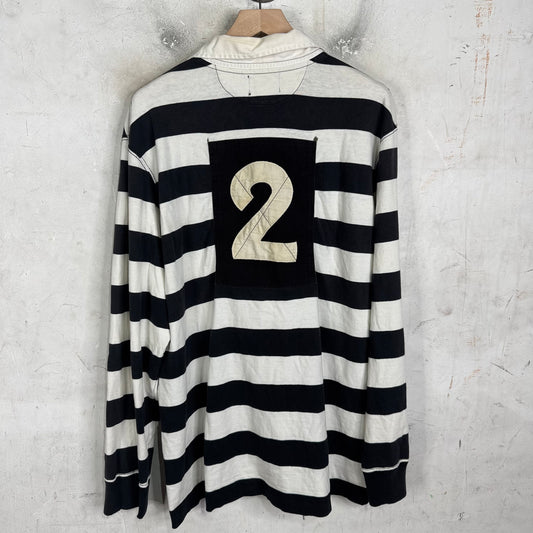 Ralph Lauren Rugby Black Striped Lion Crest L/S Polo