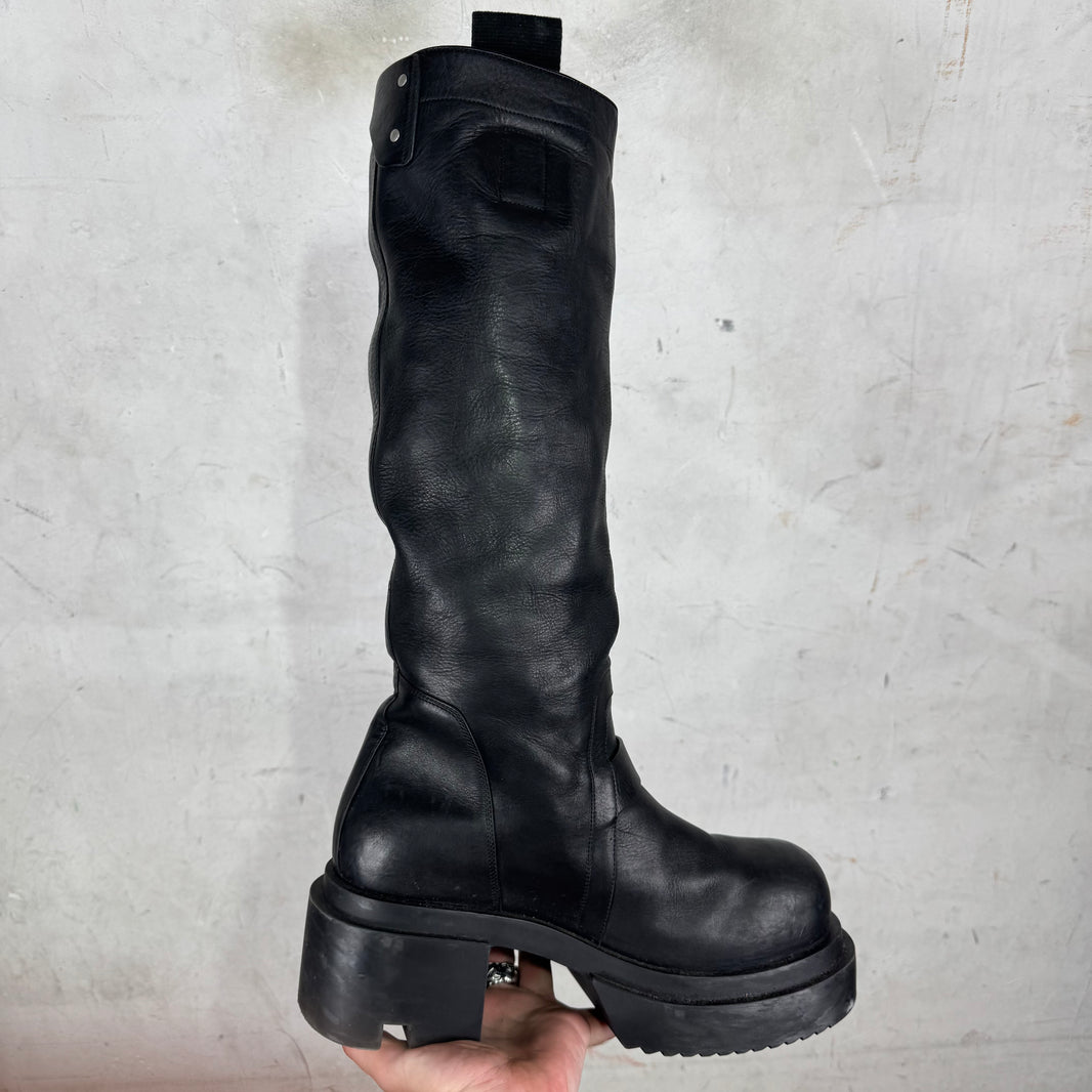 Rick Owens Leather Bogun Knee High Boots