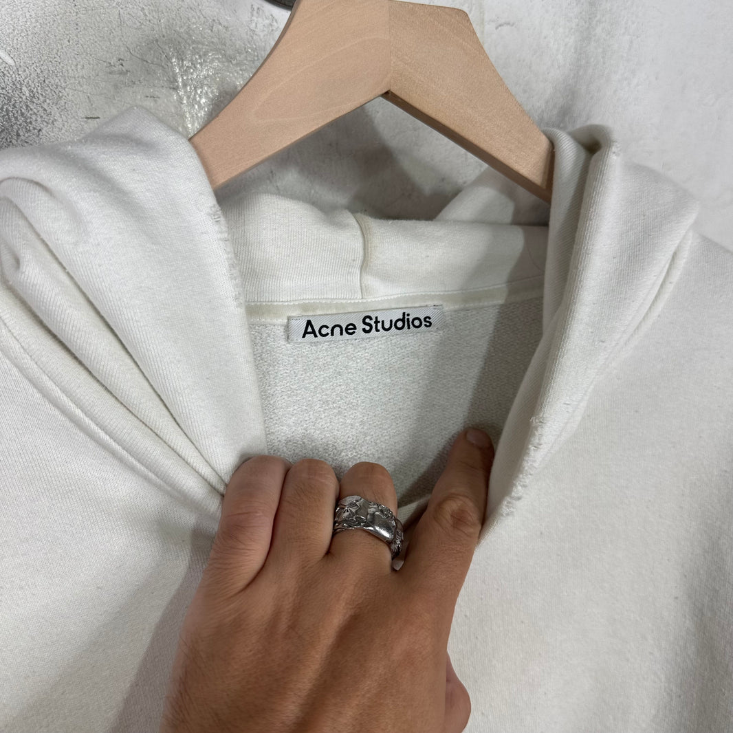 Acne Studios White Stockholm Logo Pullover Hoodie