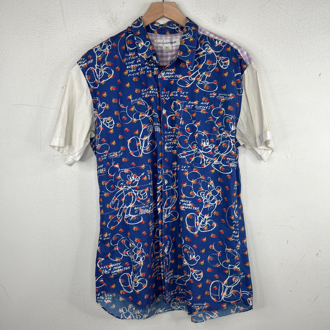 CDG Floral Mickey Mouse Button Up Shirt