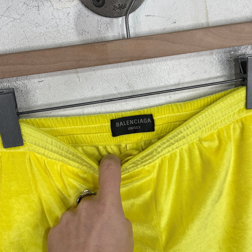 Balenciaga Velour Shorts Yellow