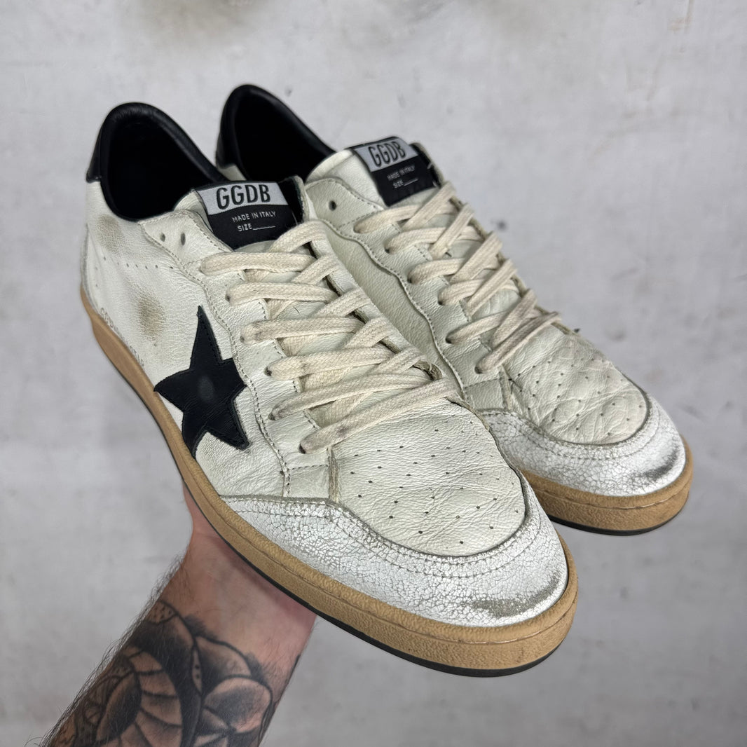 Golden Goose White/Black Ballstar Sneakers
