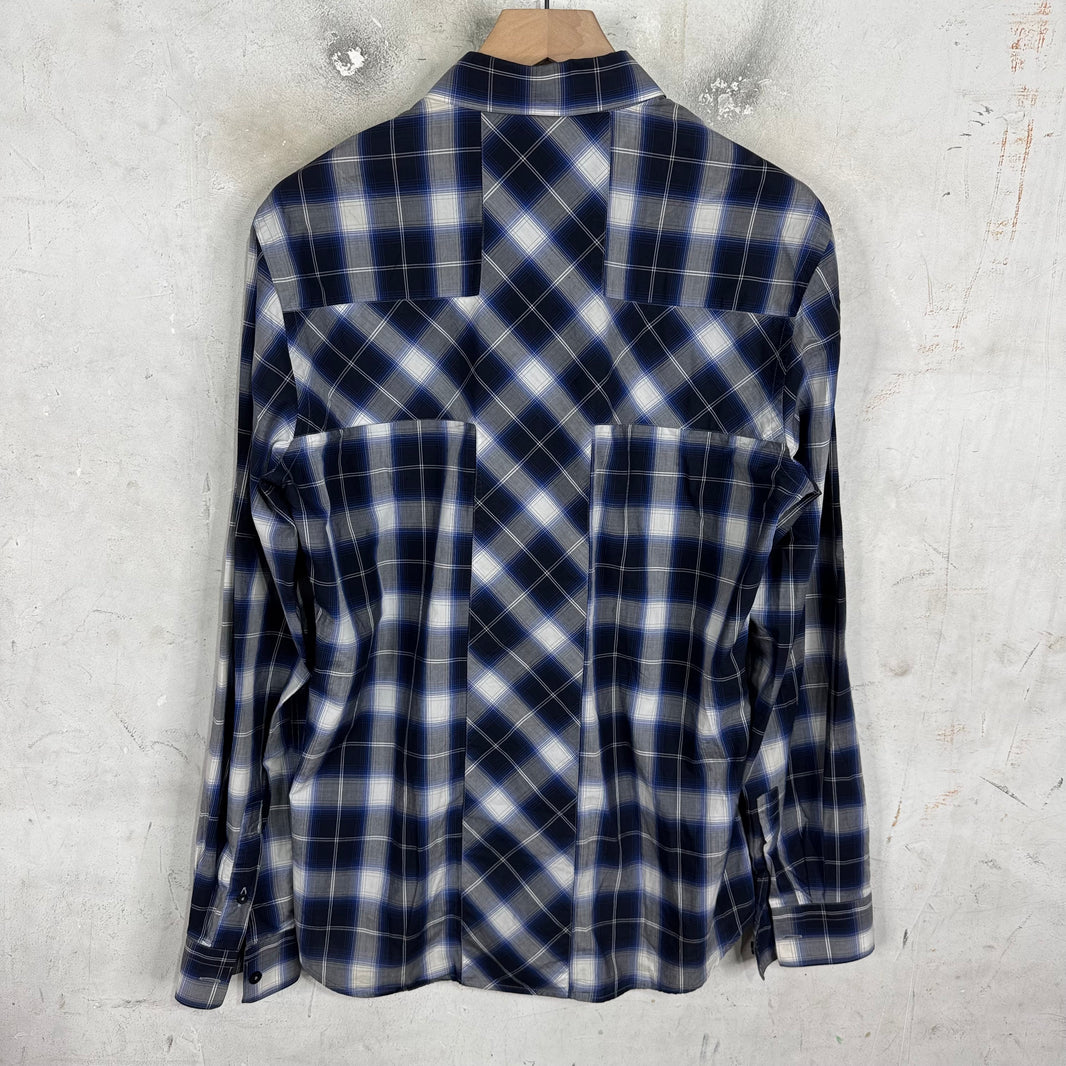 Givenchy Blue/White Plaid Button-Up Shirt