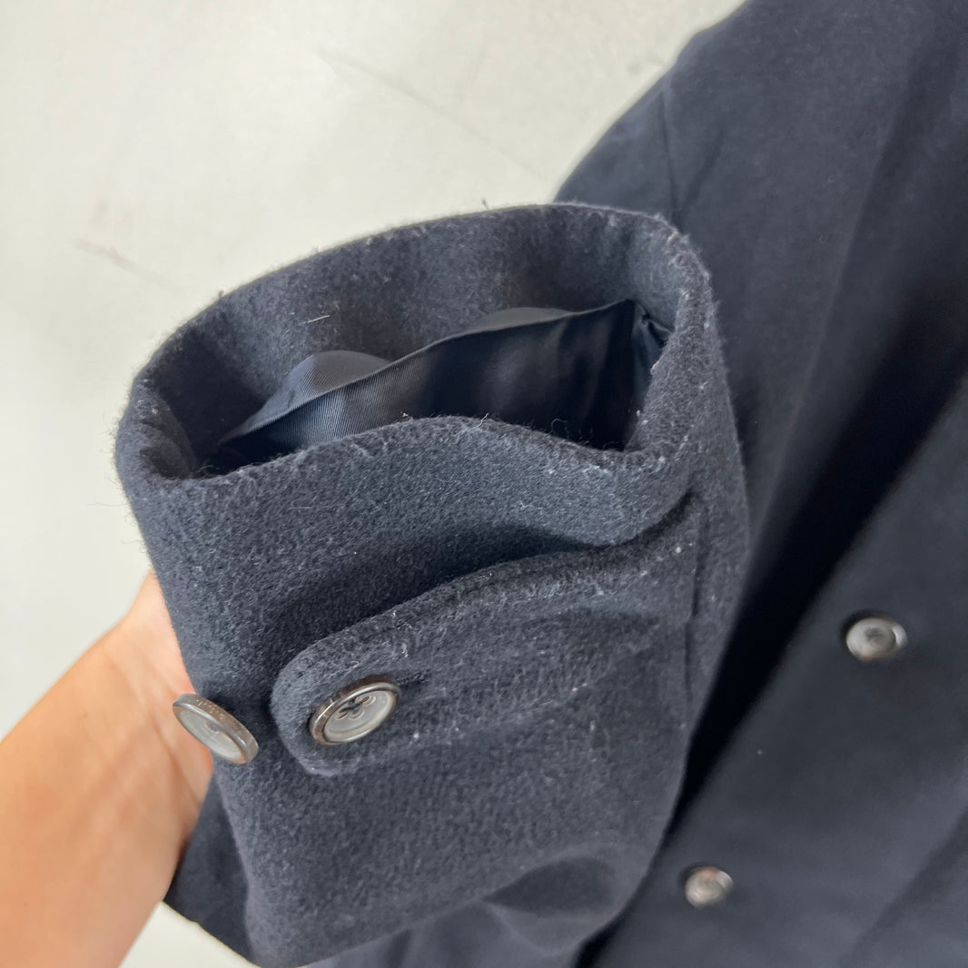 Jil Sander Navy Cashmere Blend Double Breasted Peacoat
