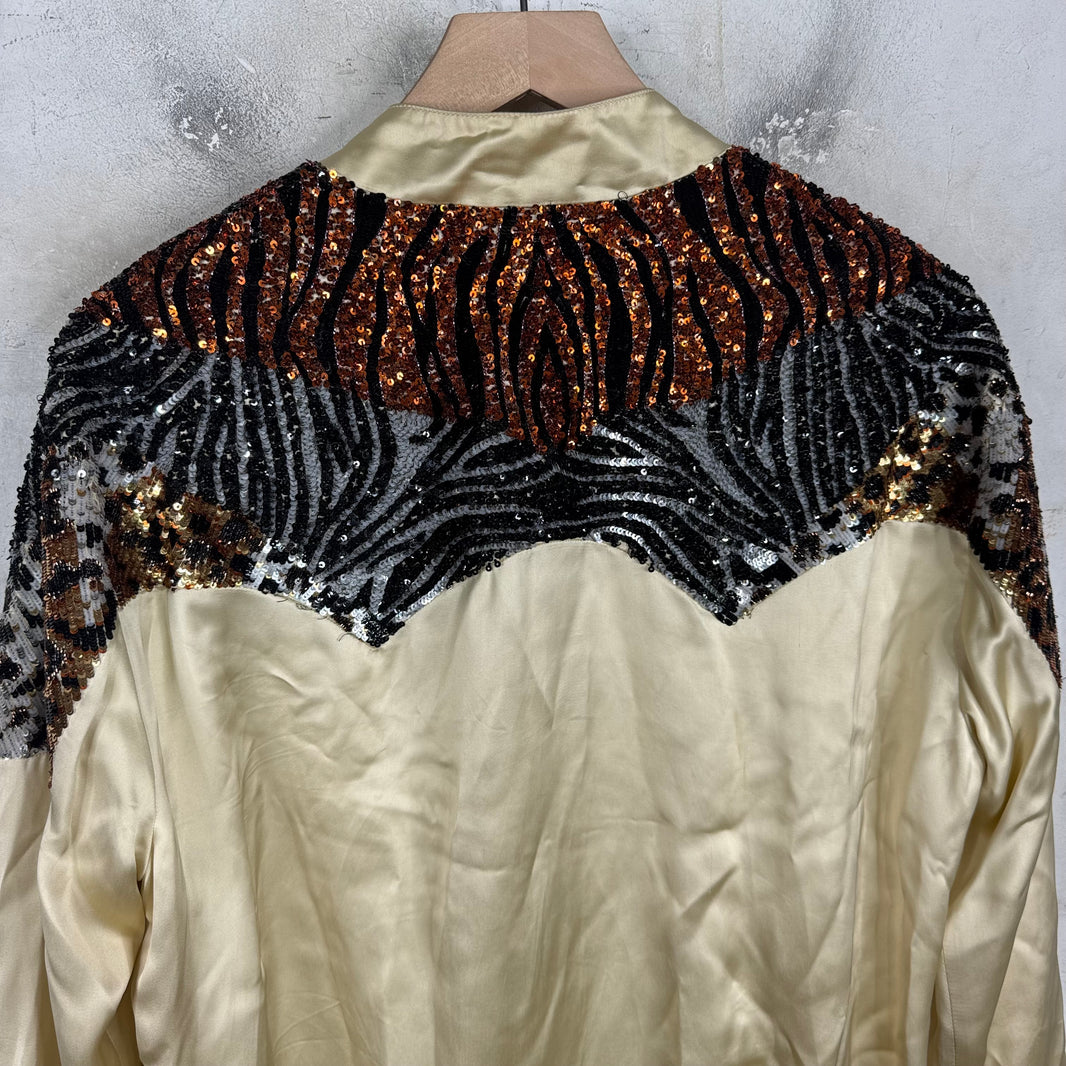 Saint Laurent Animal Sequined SatinBomber
