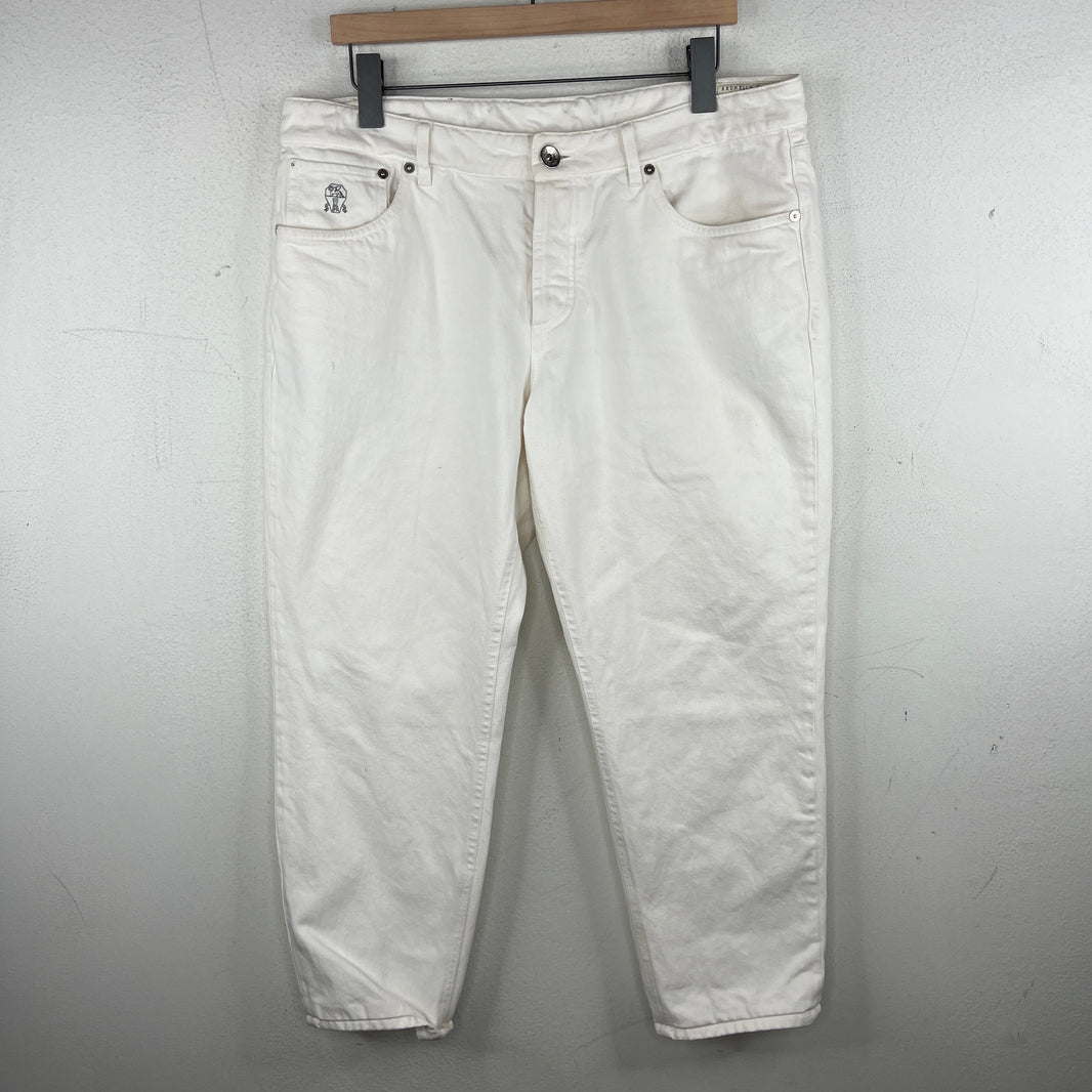 Brunello Cucinelli Tailored White Tapered Denim Jeans