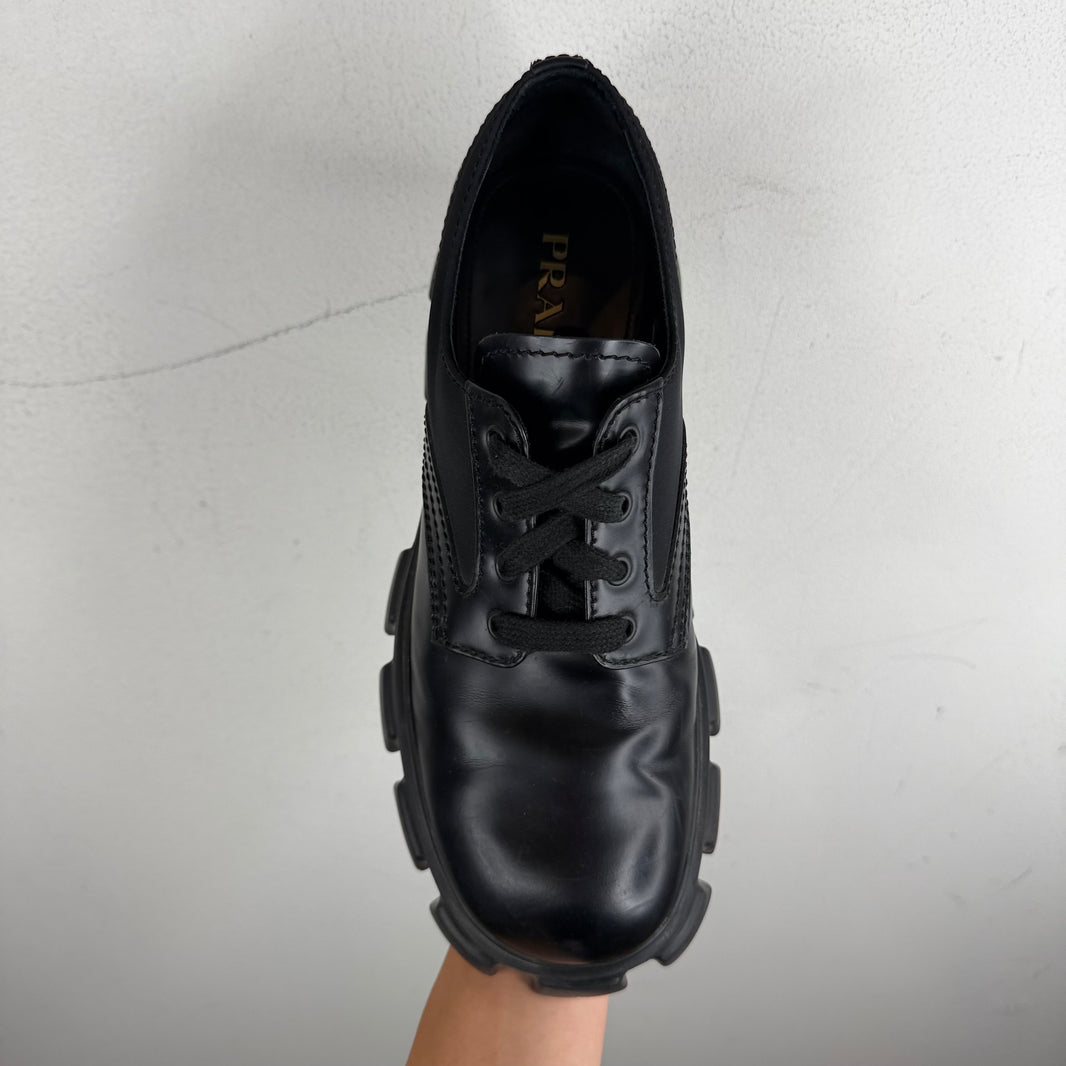 Prada Nylon/Leather Monolith Derbies