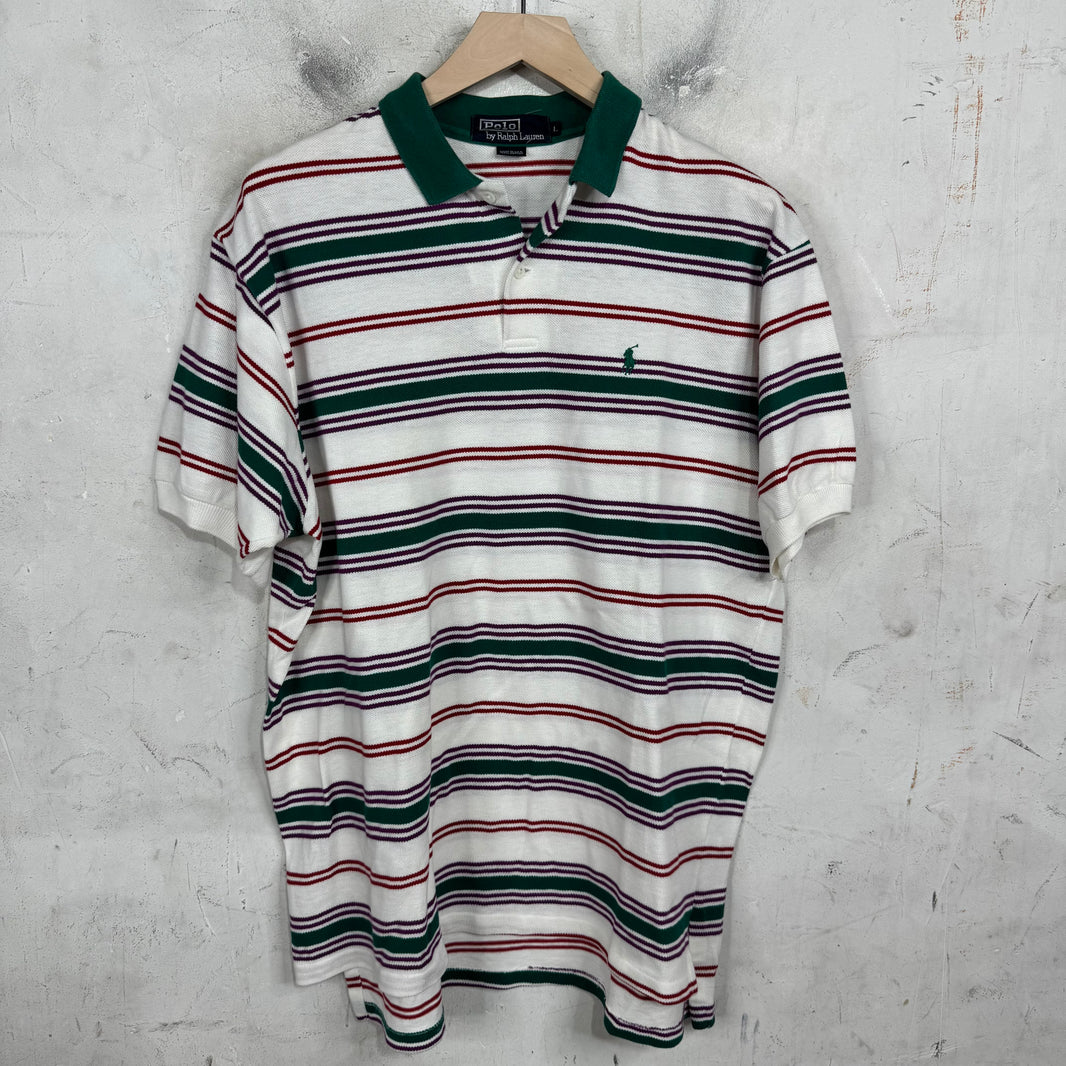 Ralph Lauren Striped White/Green/Red Polo