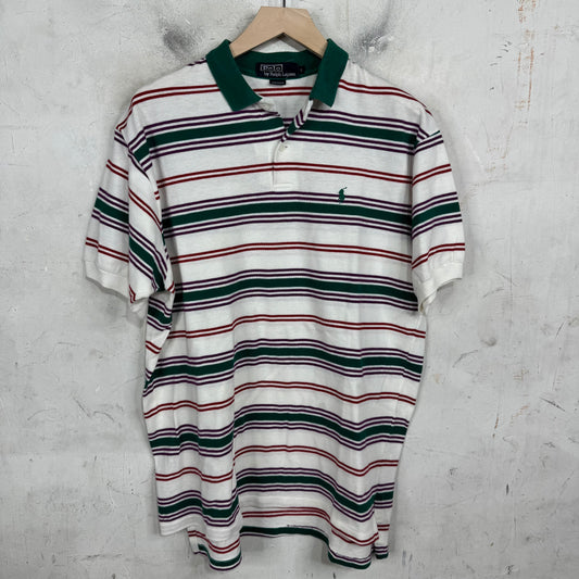 Ralph Lauren Striped White/Green/Red Polo