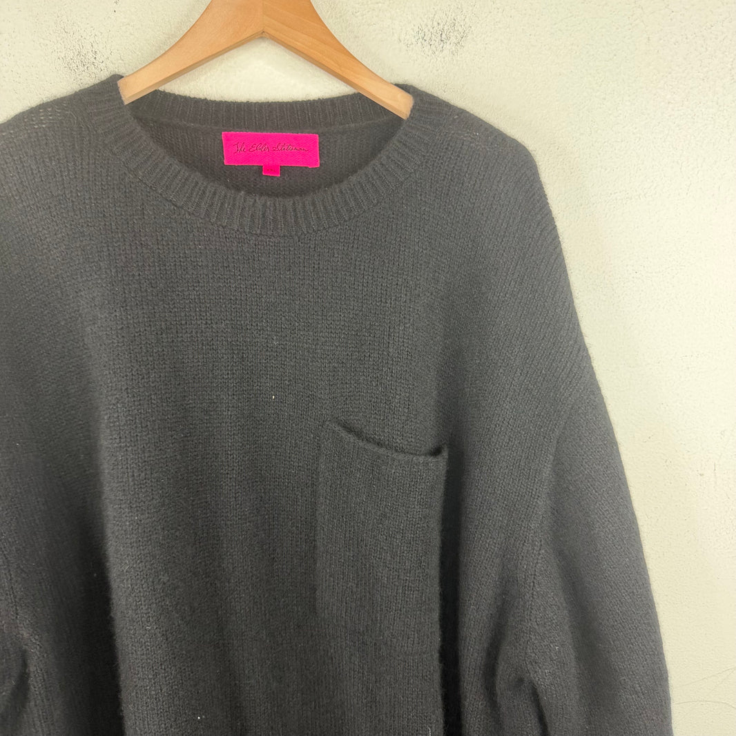 Elder Statesman Black Pocket Cashmere Sweater