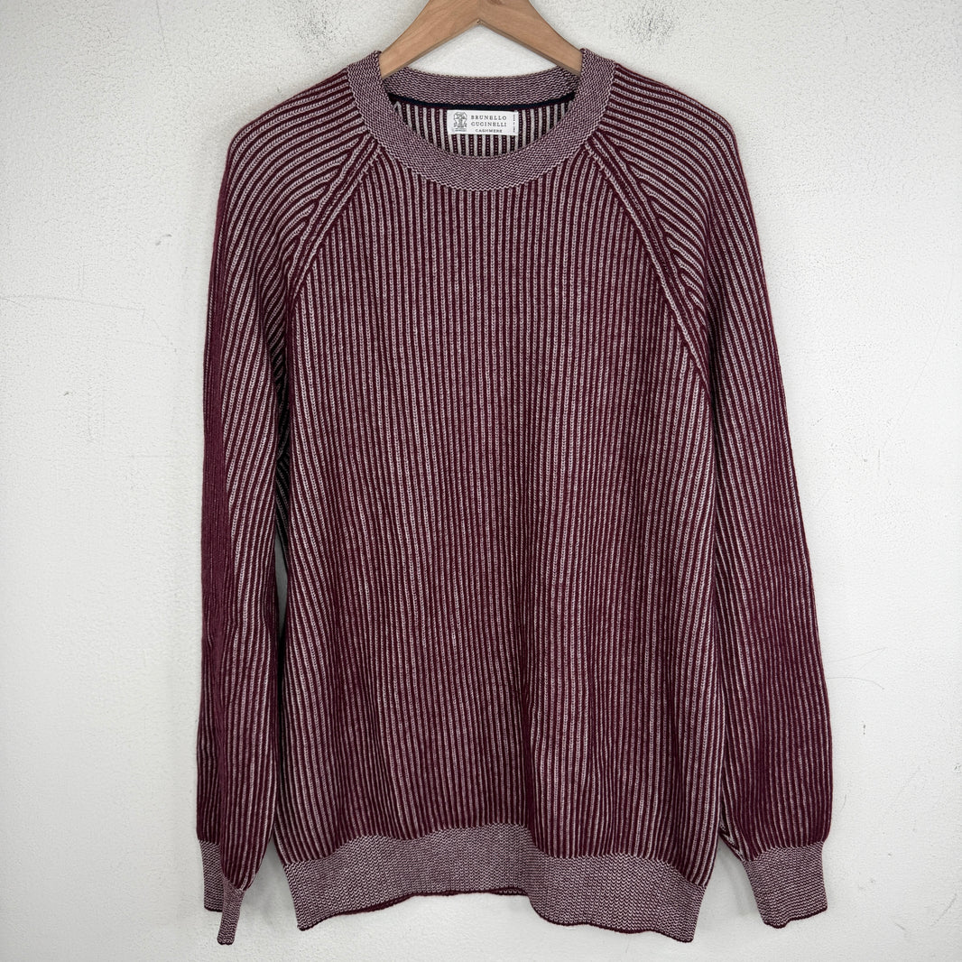 Brunello Cucinelli Striped Red Sweater