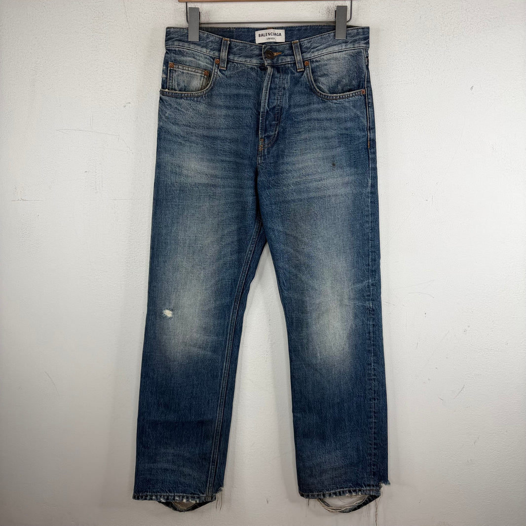 Balenciaga Straight Leg Blue Wash Jeans