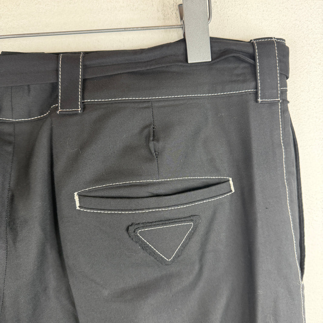 Prada Contrast Stitch Belted Trousers