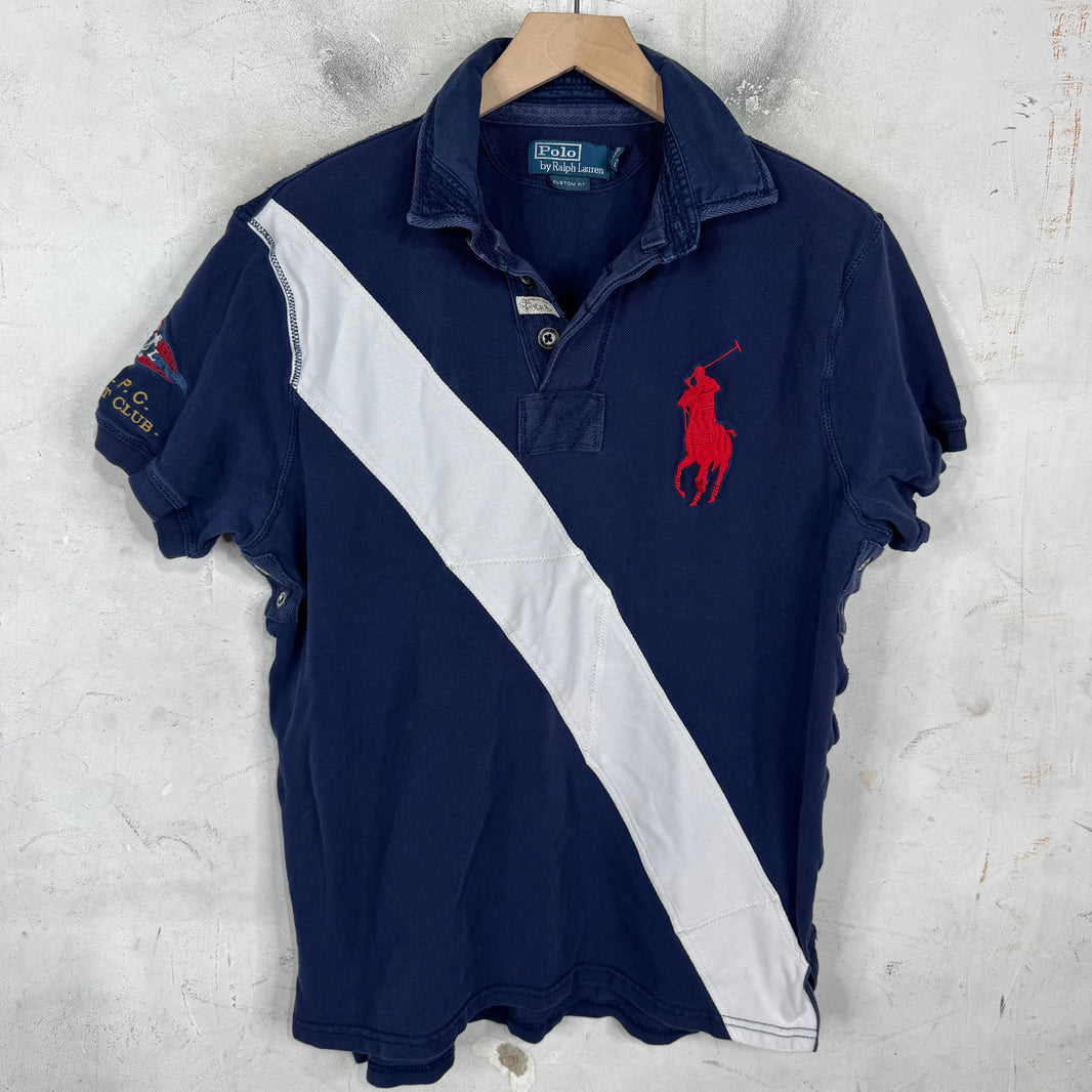 Ralph Lauren Navy Red Big Pony Diagnal Stripe Polo