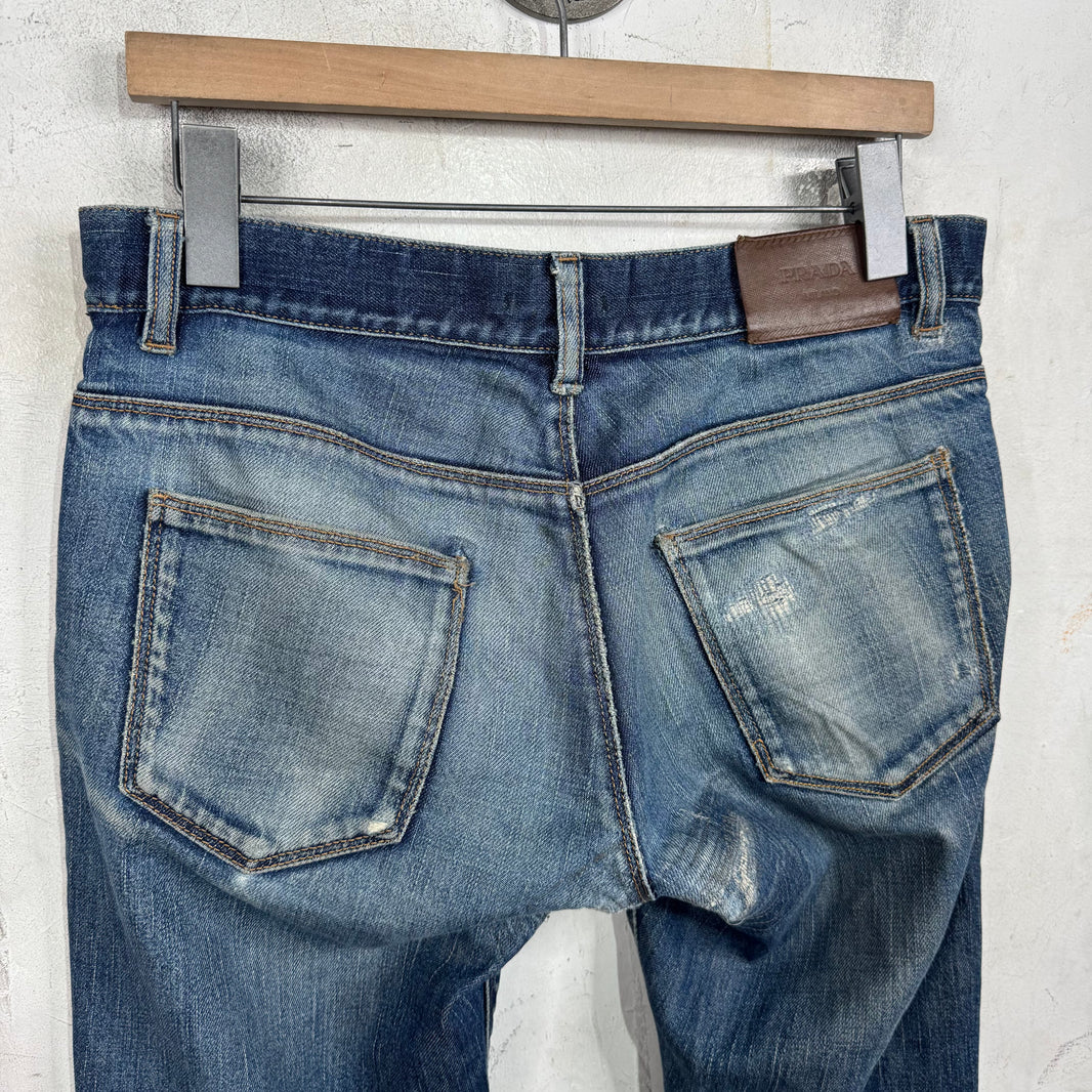 Prada Repaired Tapered Cut Jeans