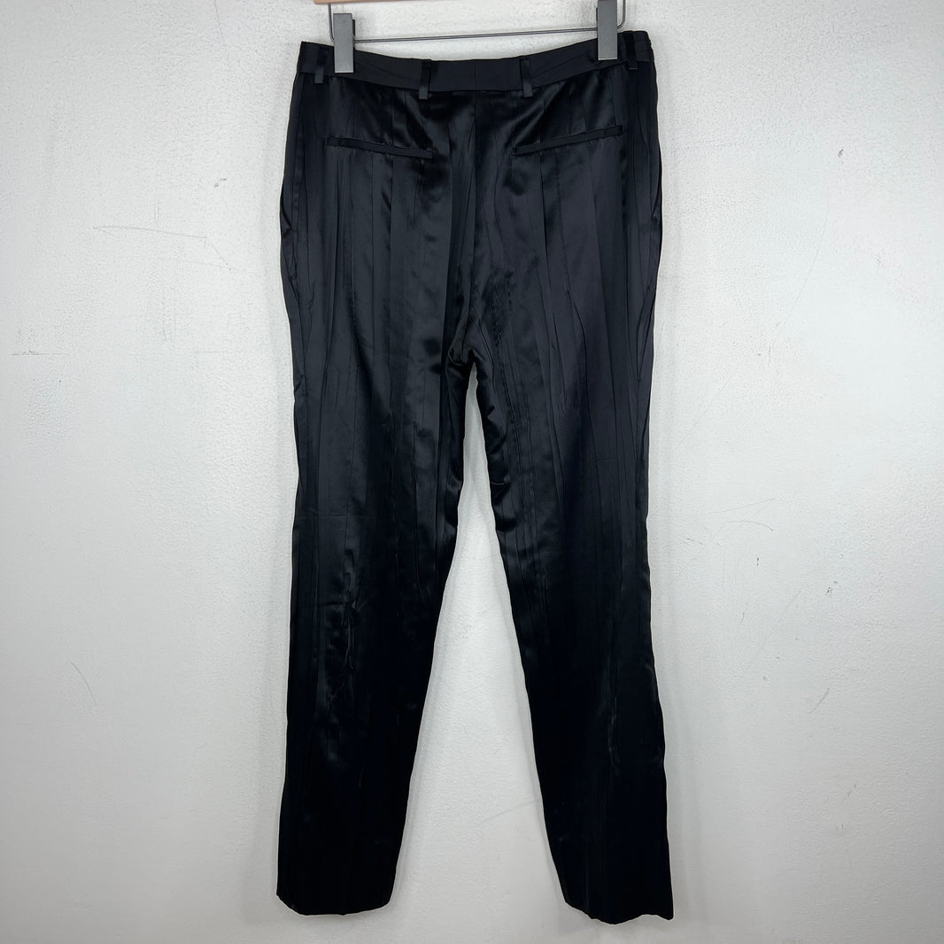 Saint Laurent Black Pleated Silk Trousers