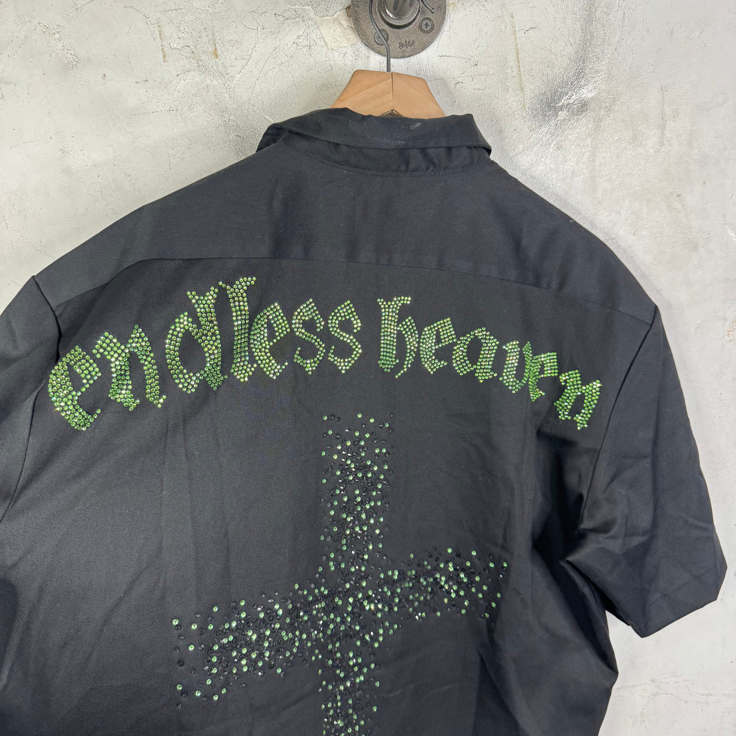Endless Dickies Rhinestone Cross Mechanic Shirt