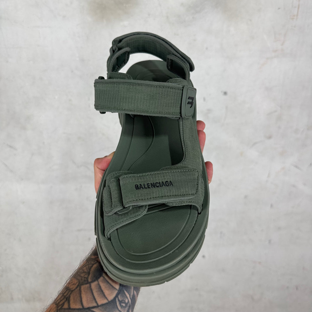 Balenciaga Olive Tourist Sandals