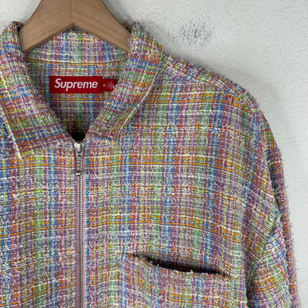 Supreme Multicolor Tweed Zip Up Jacket