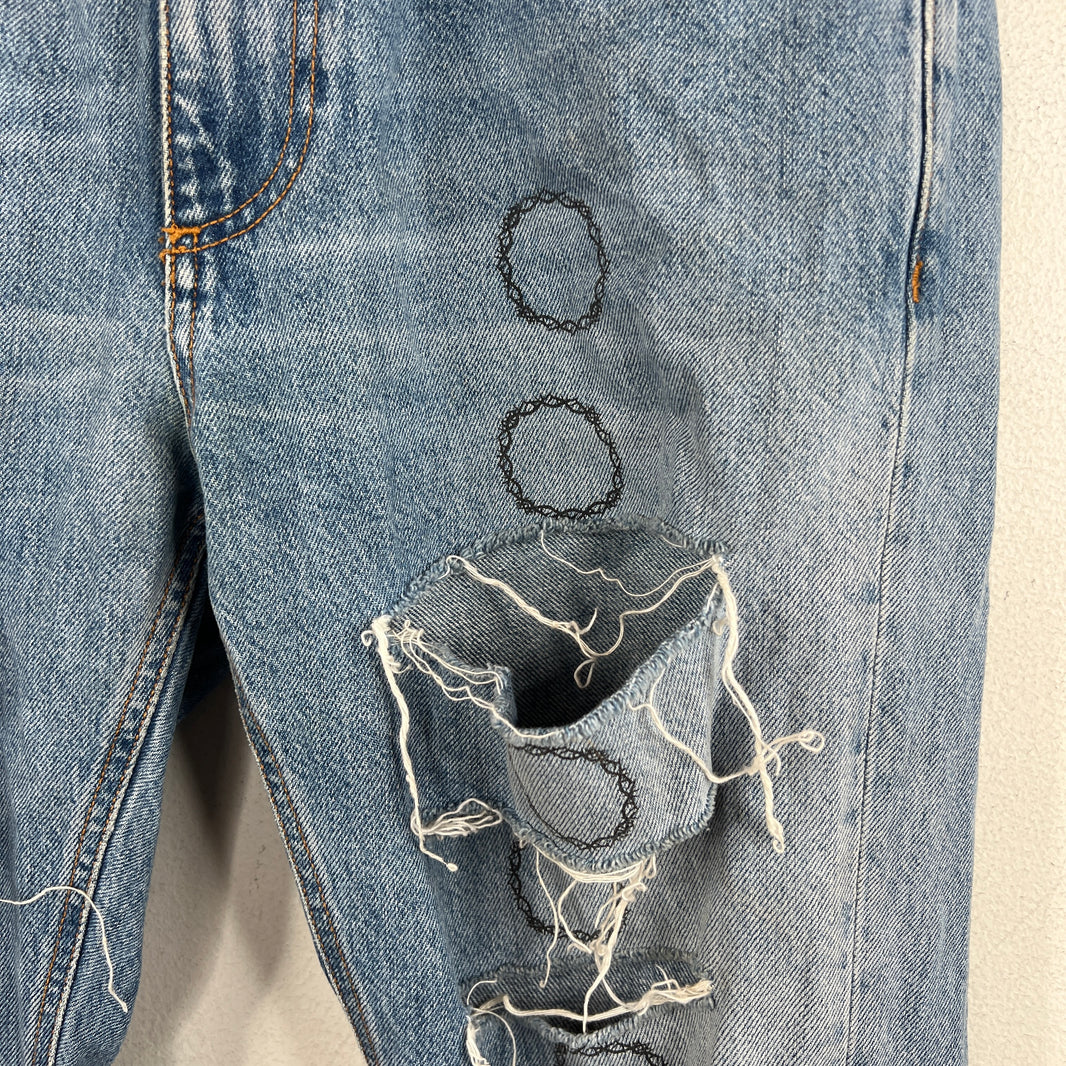 Alyx Barbed Wire Print Distressed Denim Jeans