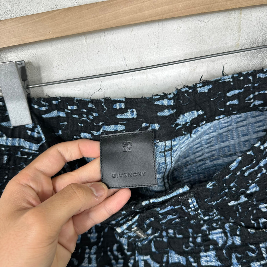 Givenchy Jacquard Shredded Jeans