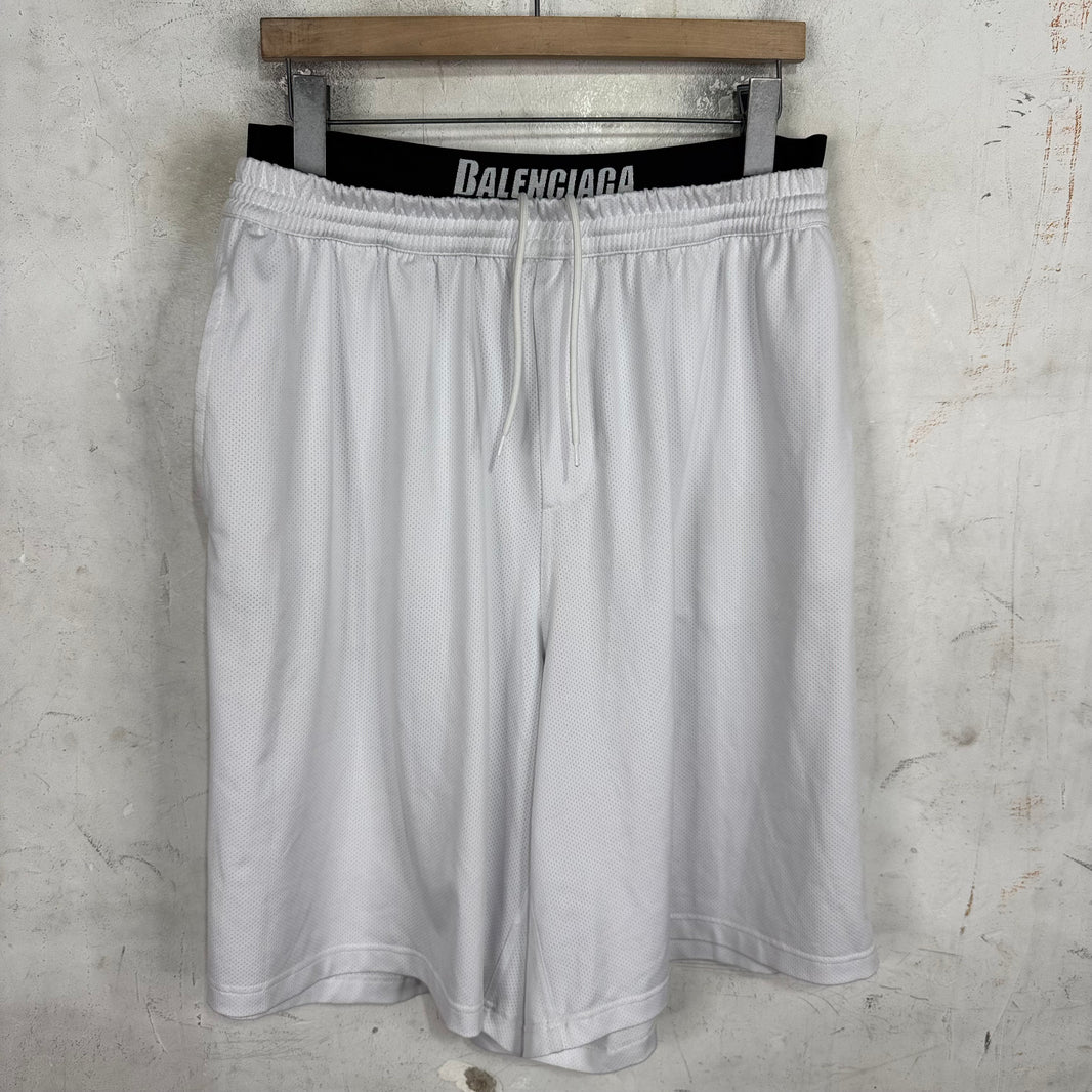 Balenciaga White Double Waist Shorts