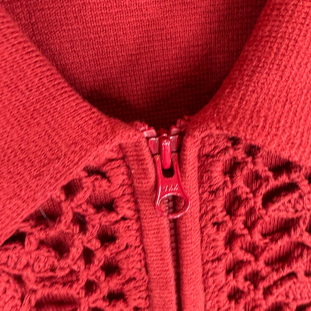 Supreme Red Floral Knit Zip Sweater