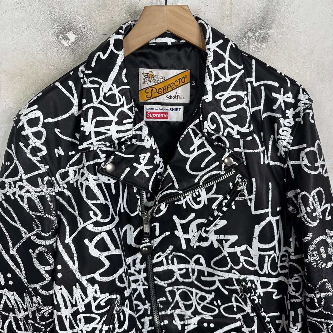 Supreme x CDG x Schott Scribble Perfecto Jacket