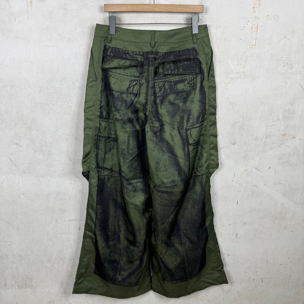 Jean Paul Gaultier Trompe-l'œil Green Nylon Cargo Pants