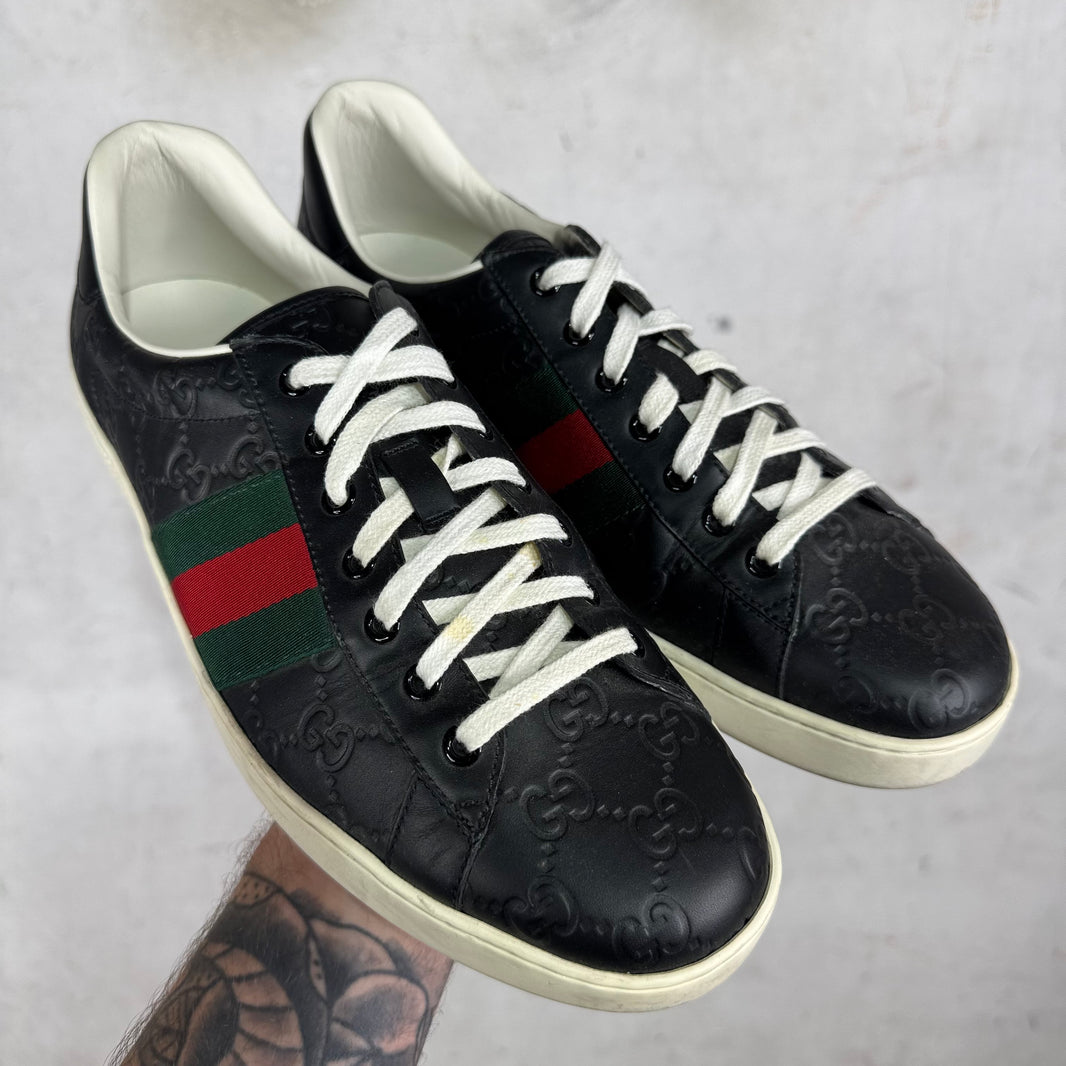 Gucci Black Embossed Monogram Aces
