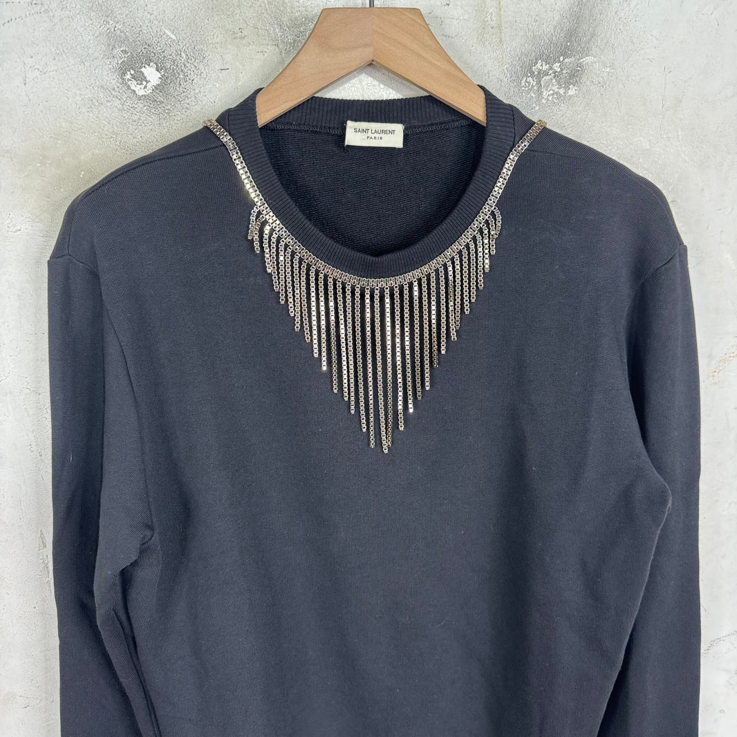 Saint Laurent Chain Embellished Crewneck Sweatshirt