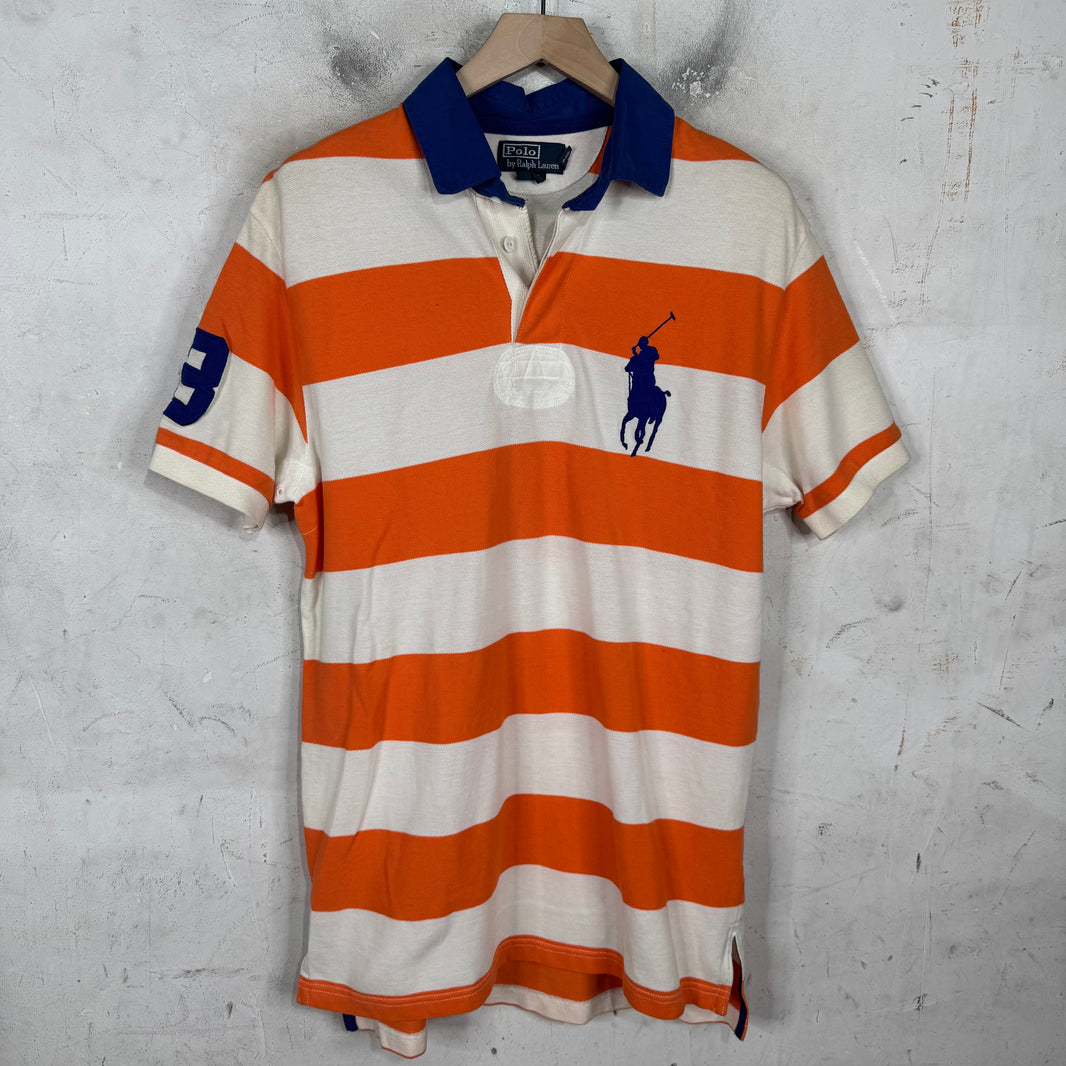 Ralph Lauren Orange Striped Blue Big Pony Polo