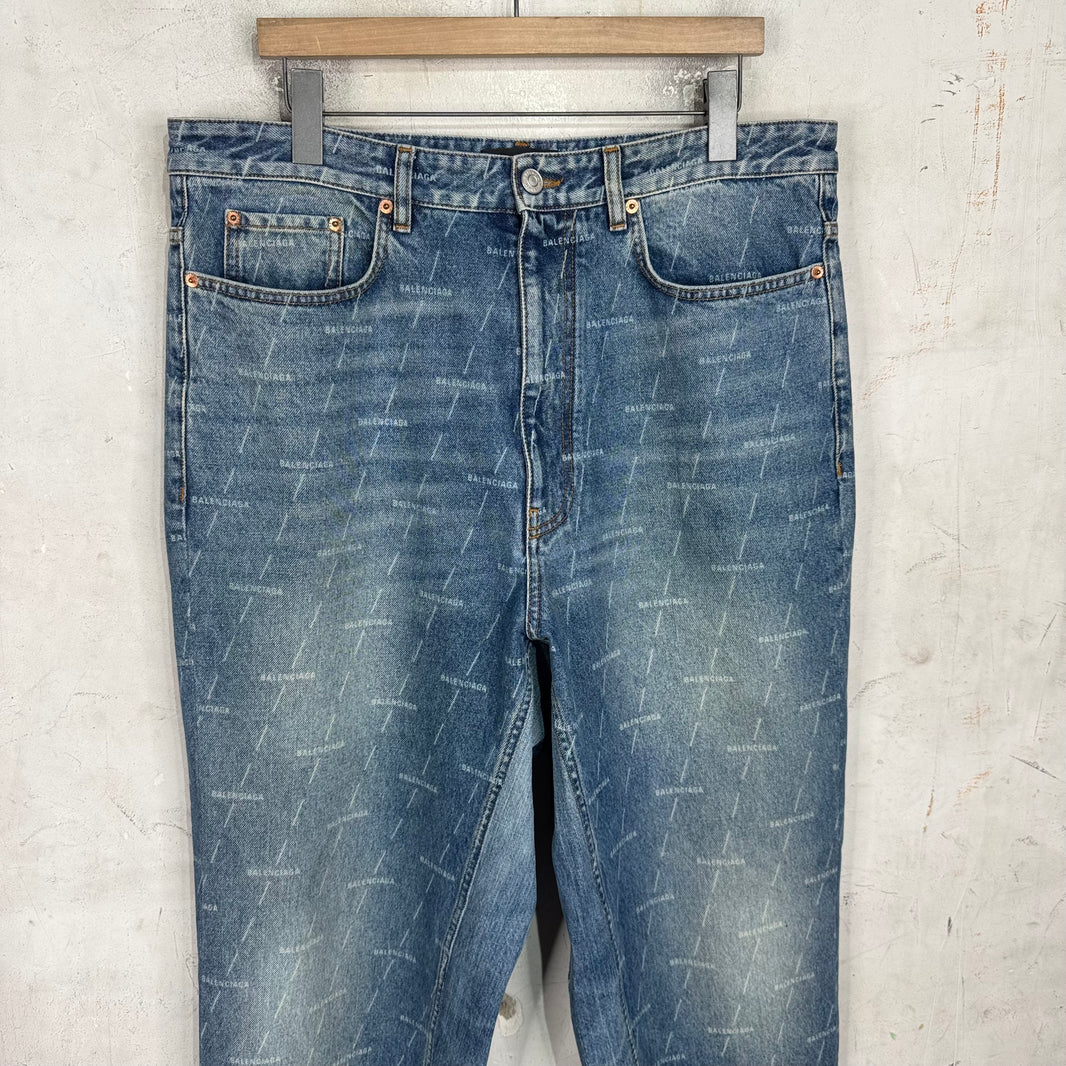 Balenciaga AOP Monogram Lightwash Jeans