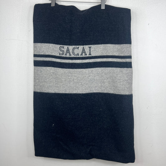 Sacai Navy/Gray Wool Blend Throw Blanket