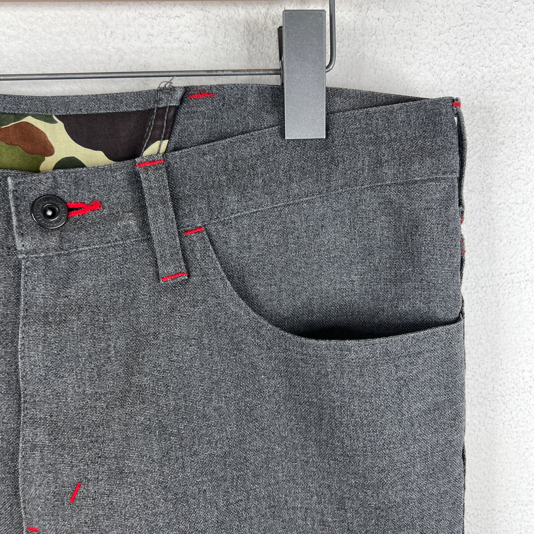 CDG Junya Watanabe Gray Contrast Stitch Trousers