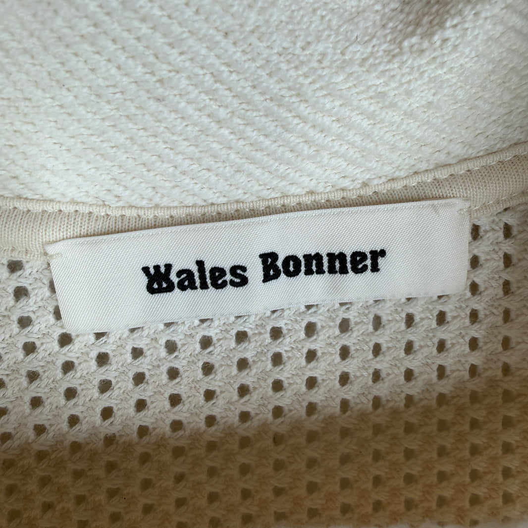 Wales Bonner Cream Open Knit Longsleeve Polo T-Shirt