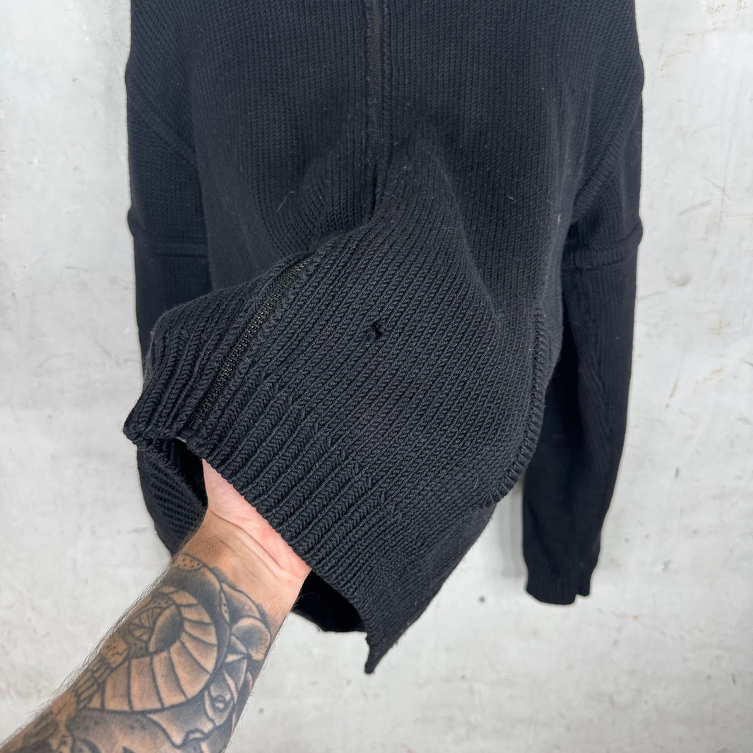 Helmut Lang Hooded Zip Up Knit Jacket