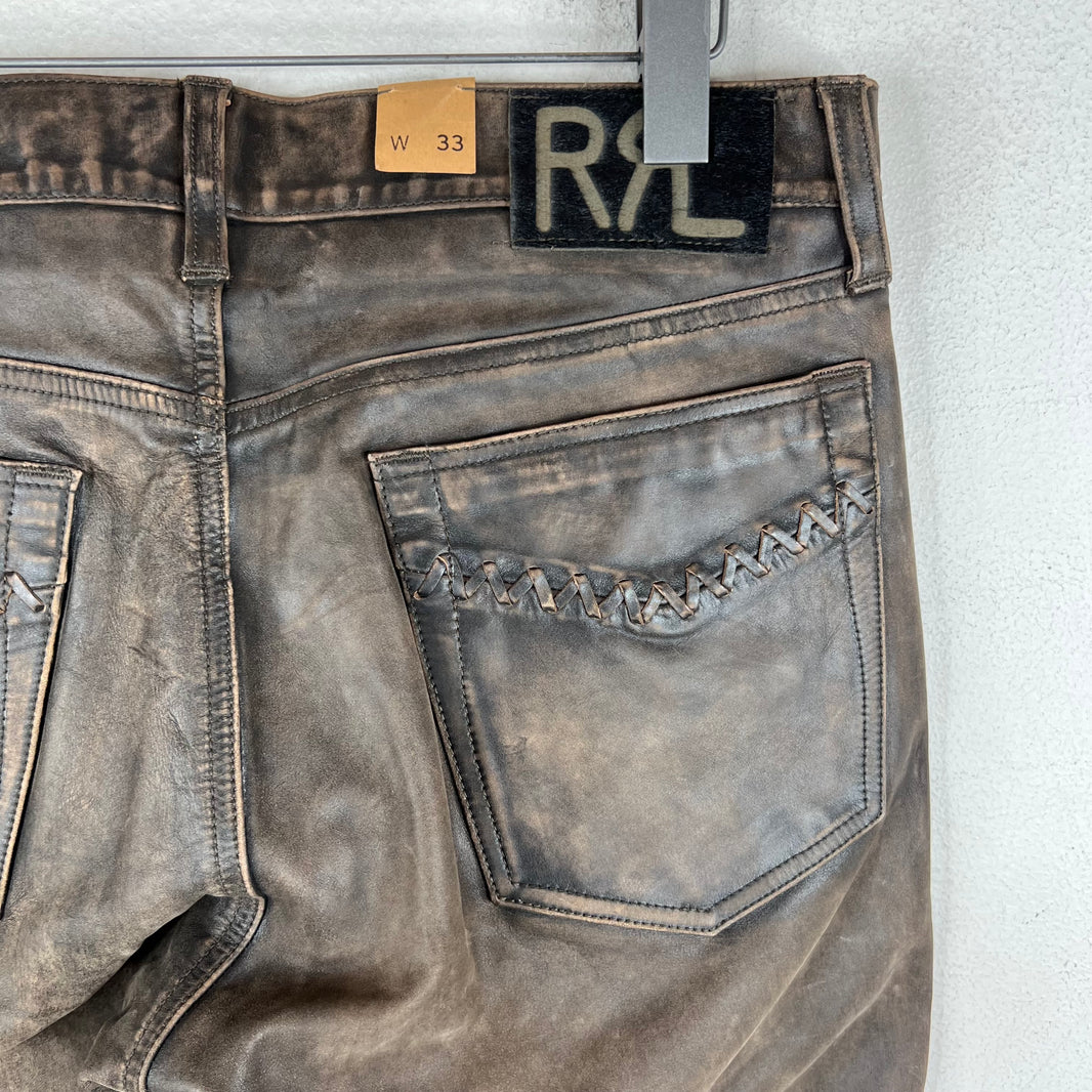 RRL Cross Stitch Leather Jeans