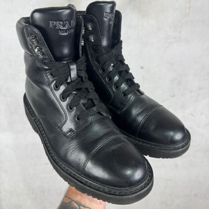 Prada Black Lace Up Boots
