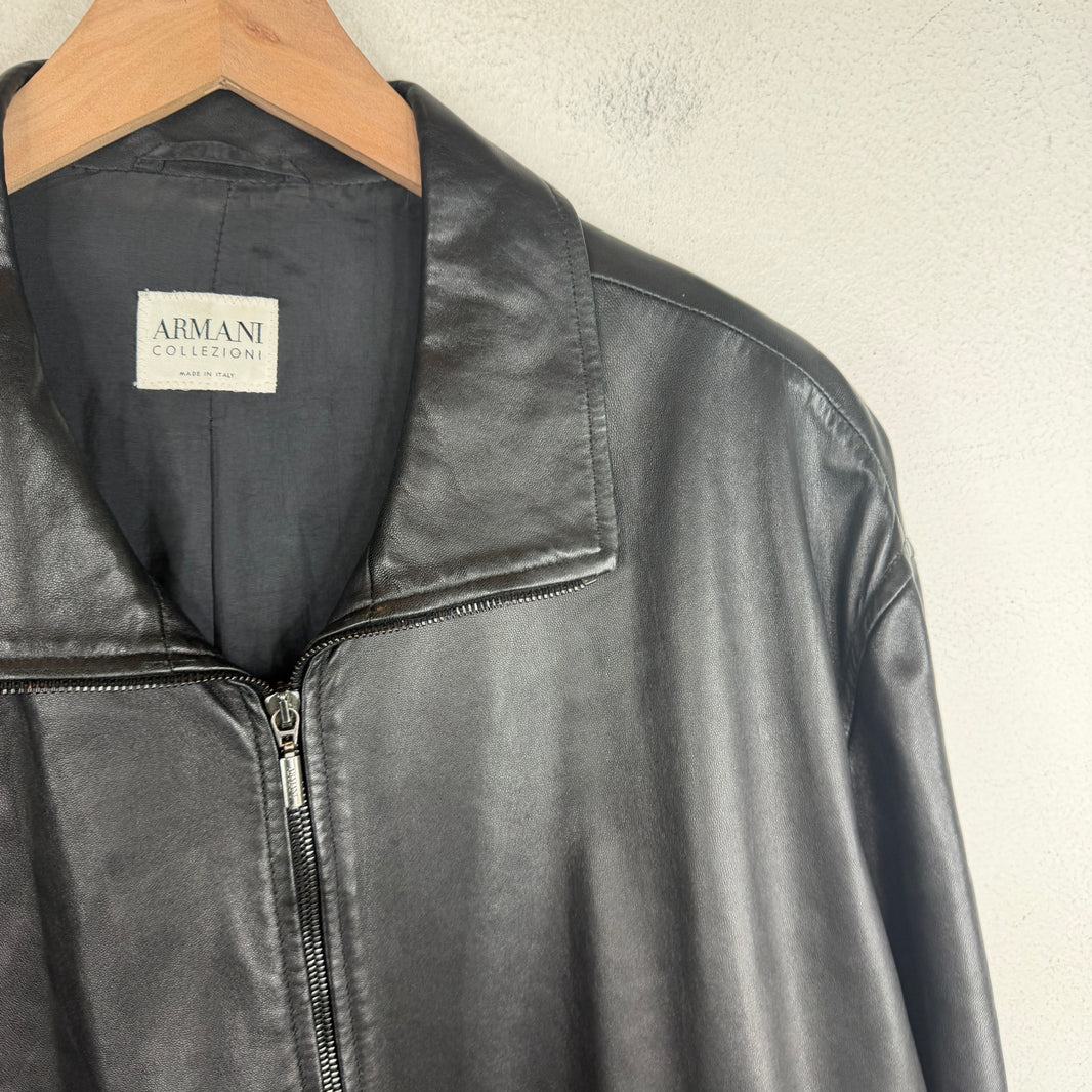 Armani Lamb Leather Zip Up Coaches Jacket