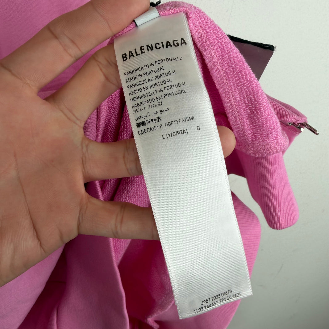 Balenciaga Pink Soccer Zip Hoodie