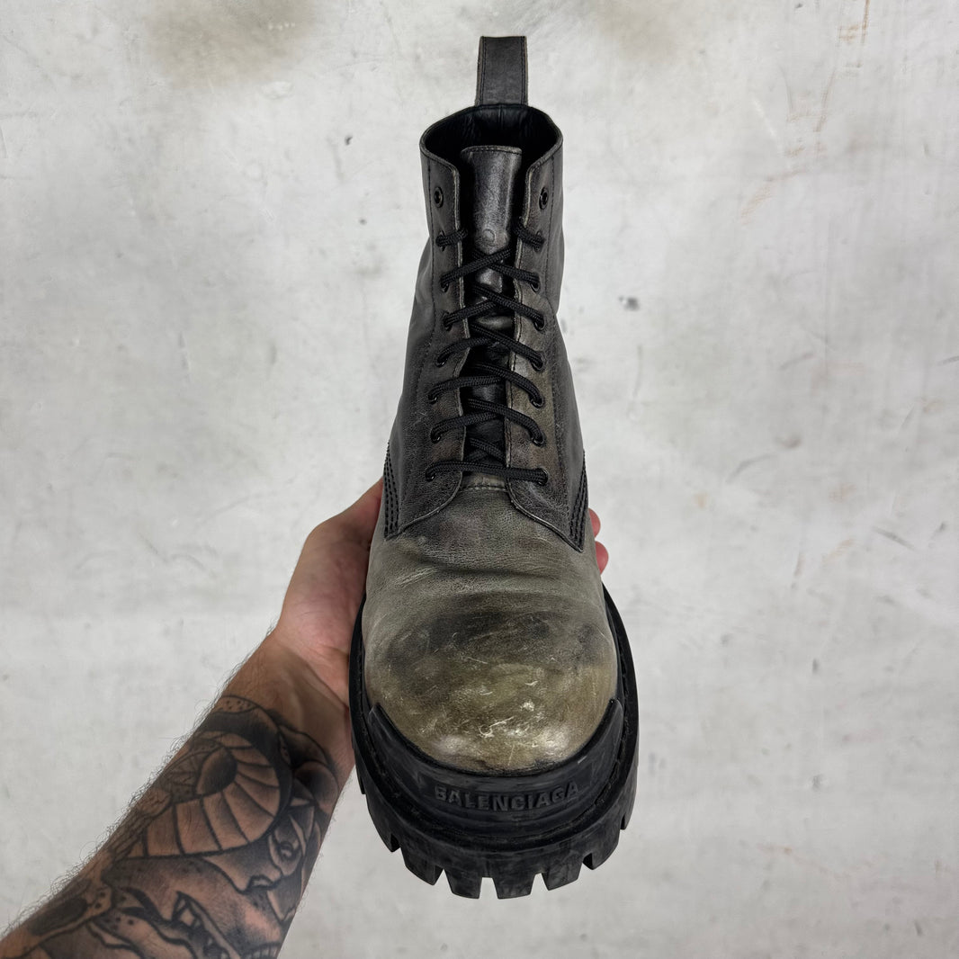 Balenciaga Distressed Leather Strike Boots