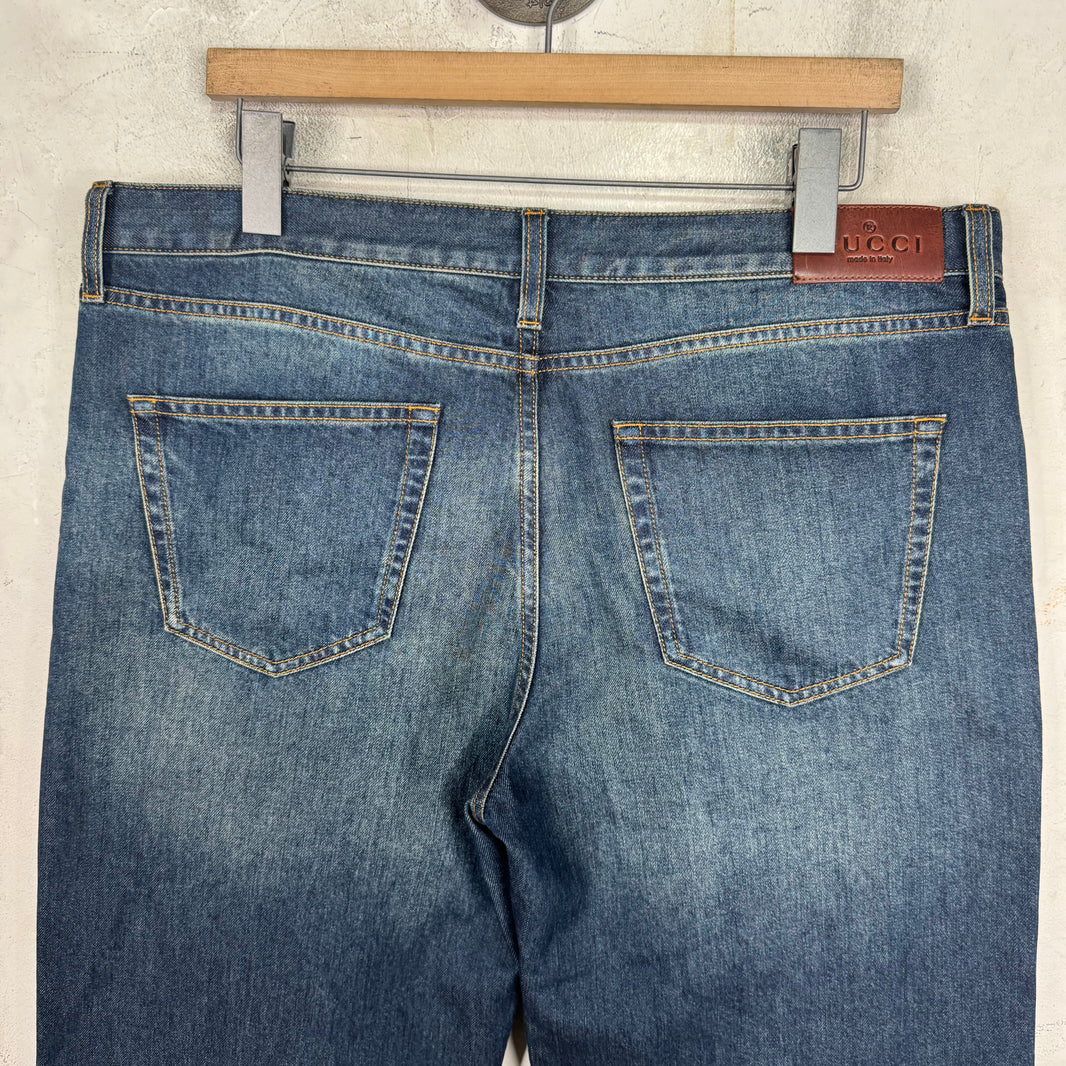Gucci Washed Blue Horsebit Jeans