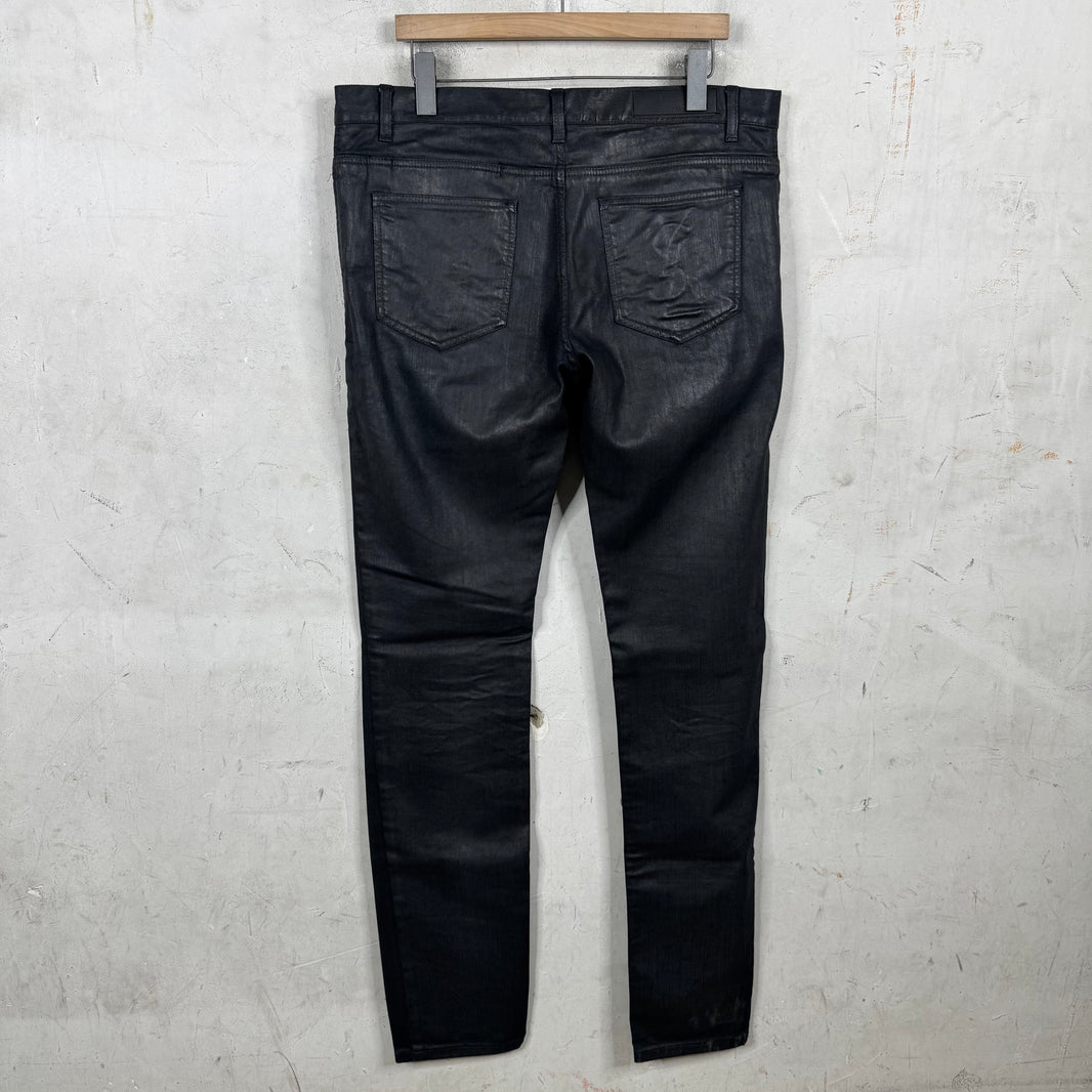 YSL Black Waxed Blue Jeans