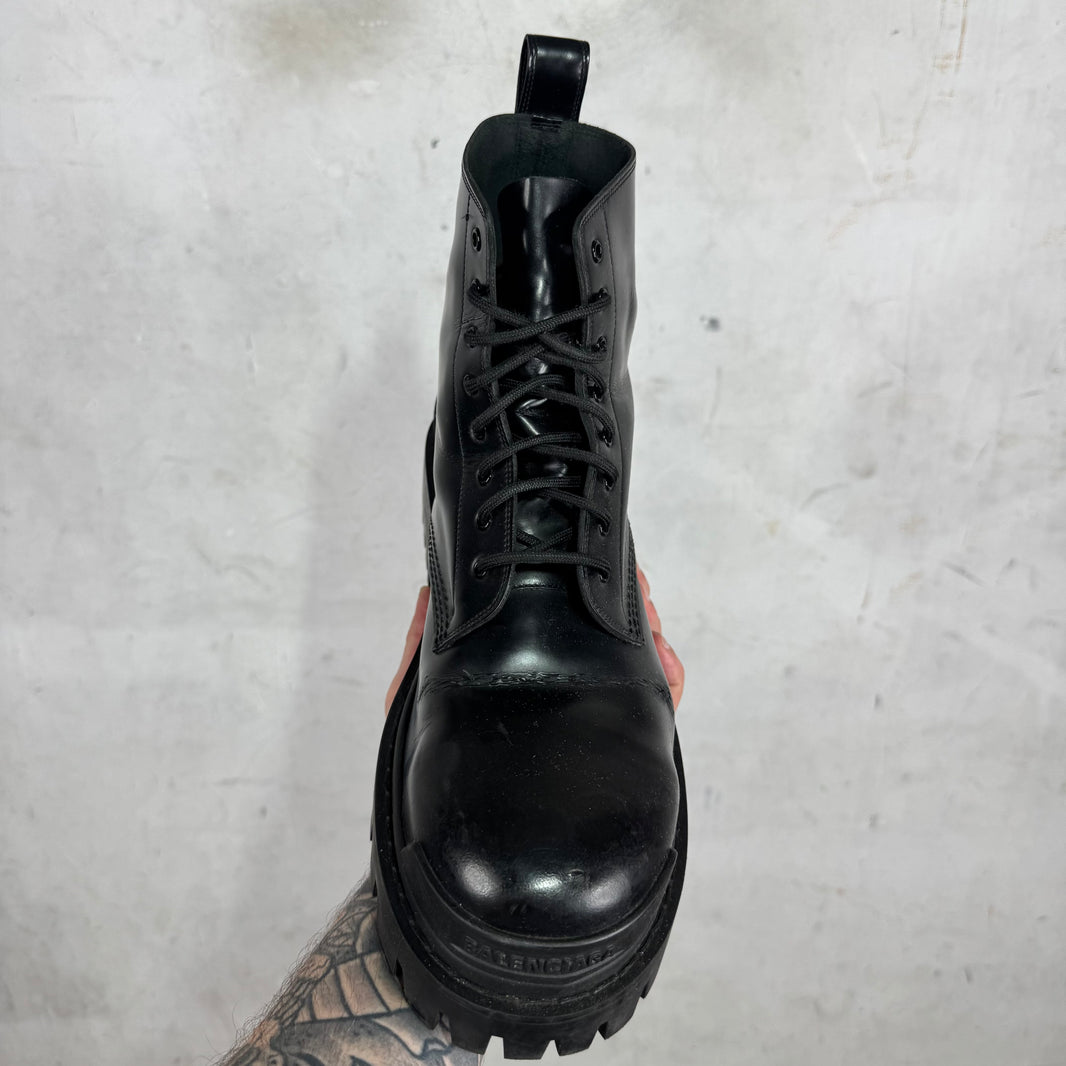 Balenciaga Black Leather Strike Boots
