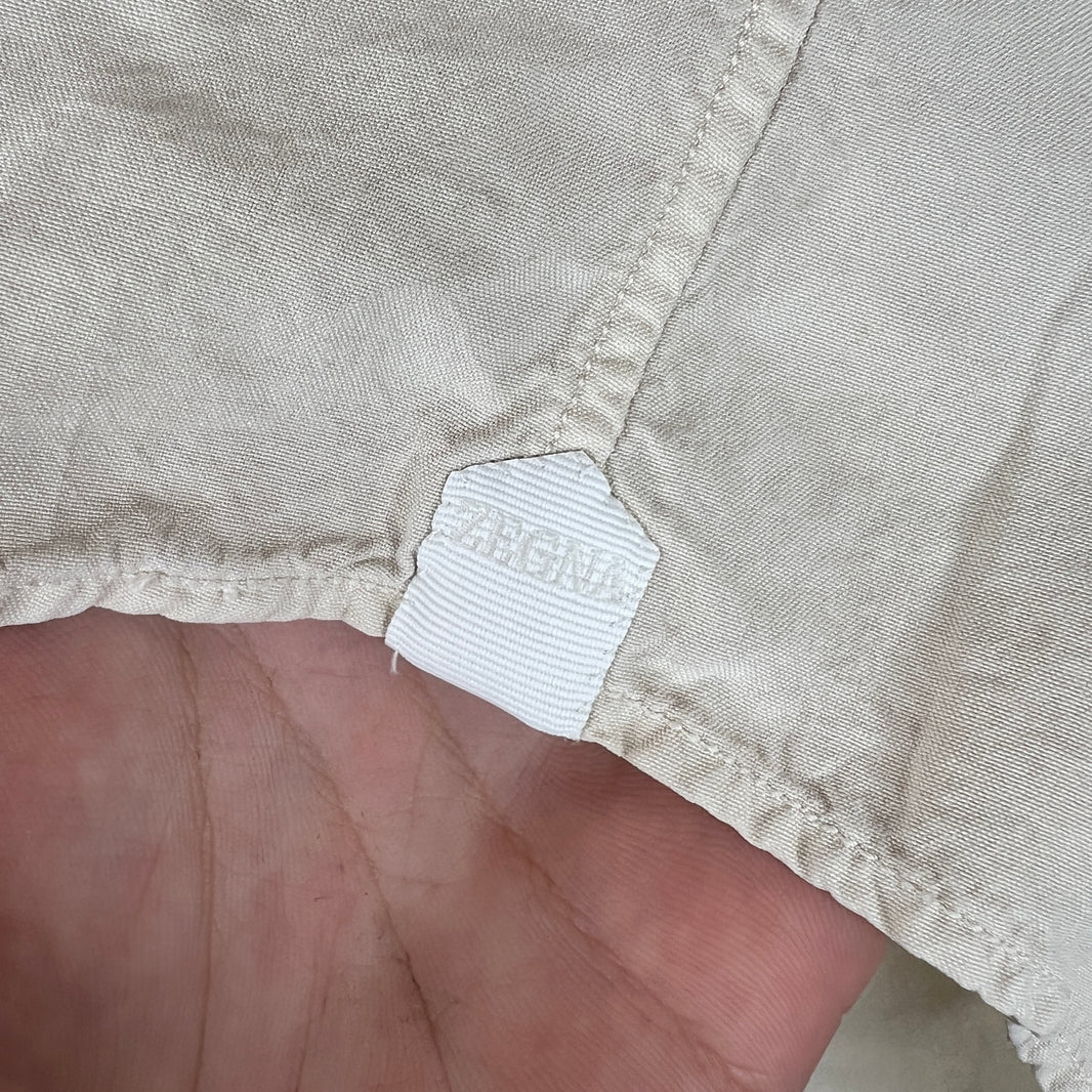 Zegna Beige Silk Button Up Shirt